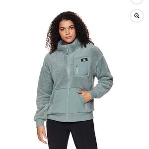 Reebok Sage Green Full Zip Fleece Sherpa Cozy Teddy  Jacket Size X-Large